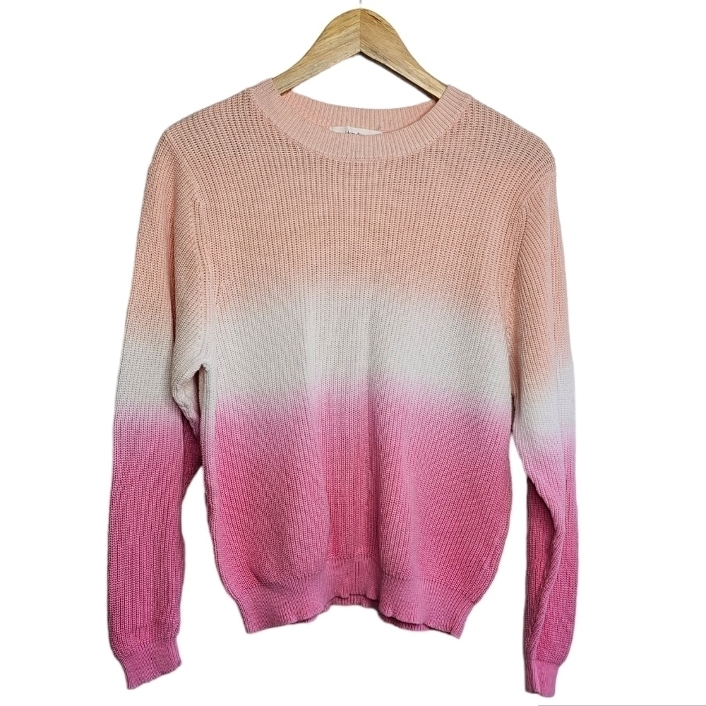 Pastel color block cable knit crew neck pullover sweater small medium